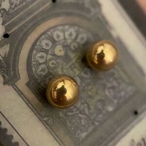 8mm 14kt solid gold large ball sphere stud earrings rare!